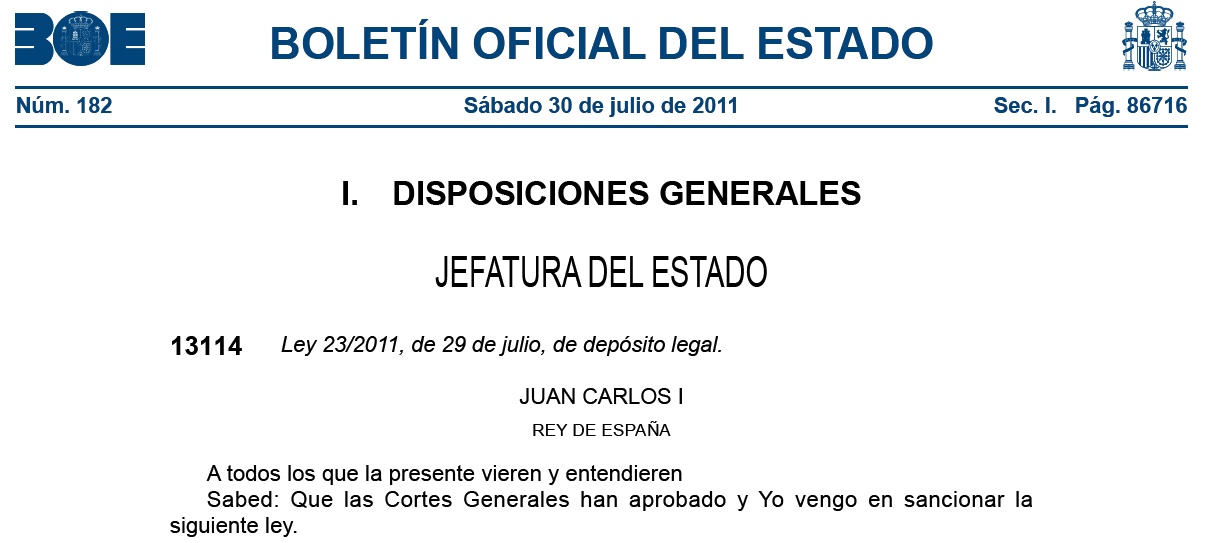 Nueva regulación del Depósito Legal